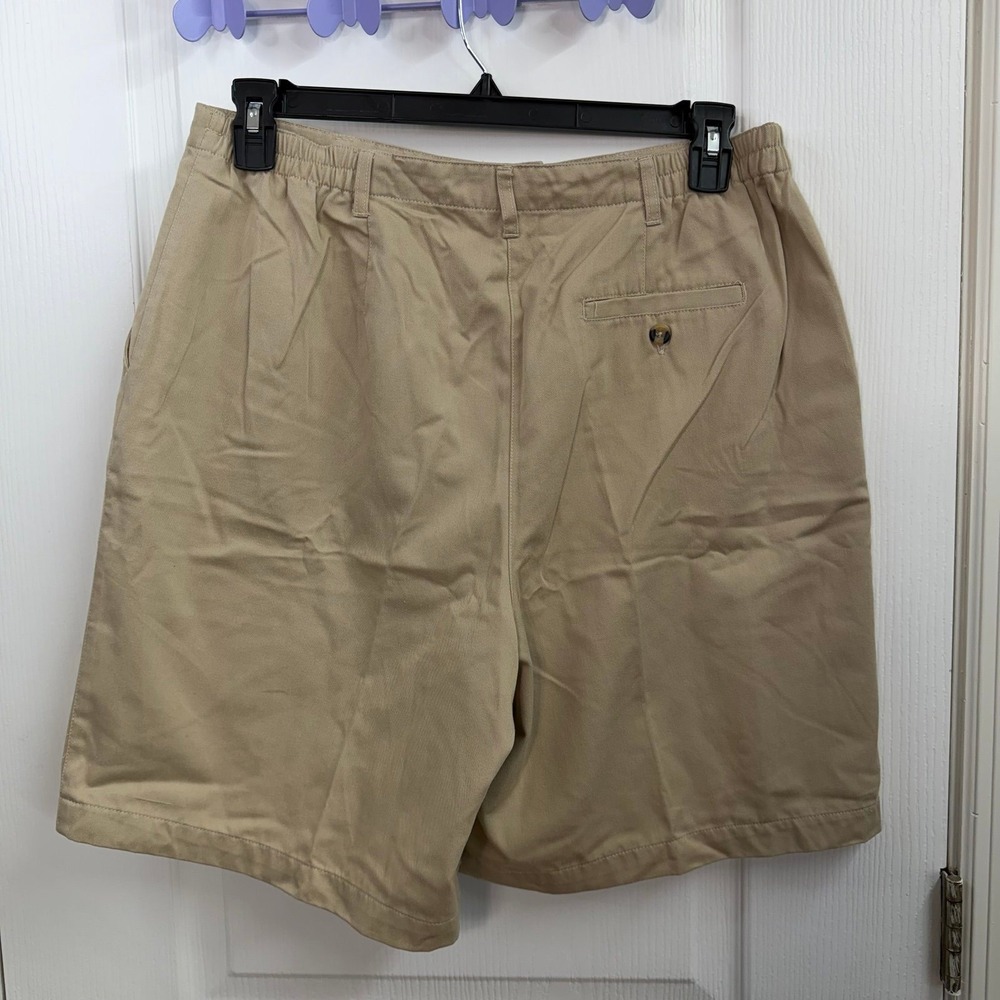 Karen Scott tan high waisted‎ pleated cotton pocket casual khaki shorts relaxed - Picture 4 of 6